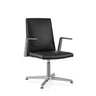 Sedia visitatore nera AMBASSADO V con struttura in metallo lucido e braccioli di hjh OFFICE