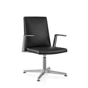 Sedia visitatore nera AMBASSADO V con struttura in metallo lucido e braccioli di hjh OFFICE