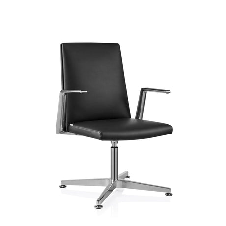 Sedia visitatore nera AMBASSADO V con struttura in metallo lucido e braccioli di hjh OFFICE