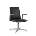 Sedia visitatore nera AMBASSADO V con struttura in metallo lucido e braccioli di hjh OFFICE