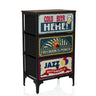 Cassettiera AMERIKO S con struttura in metallo nero e tre cassetti colorati a motivi di hjh LIVING