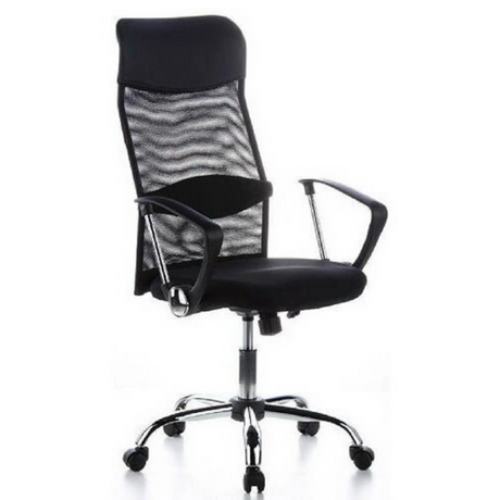 Poltrona Home Office ARIA HIGH nera con schienale in rete e braccioli di hjh OFFICE