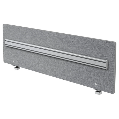 Parete divisoria acustica grigio mélange ARO con un binario organizer argento di hjh OFFICE PRO