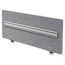 Parete divisoria acustica grigio mélange ARO con guida organizzativa argento e due supporti di hjh OFFICE PRO
