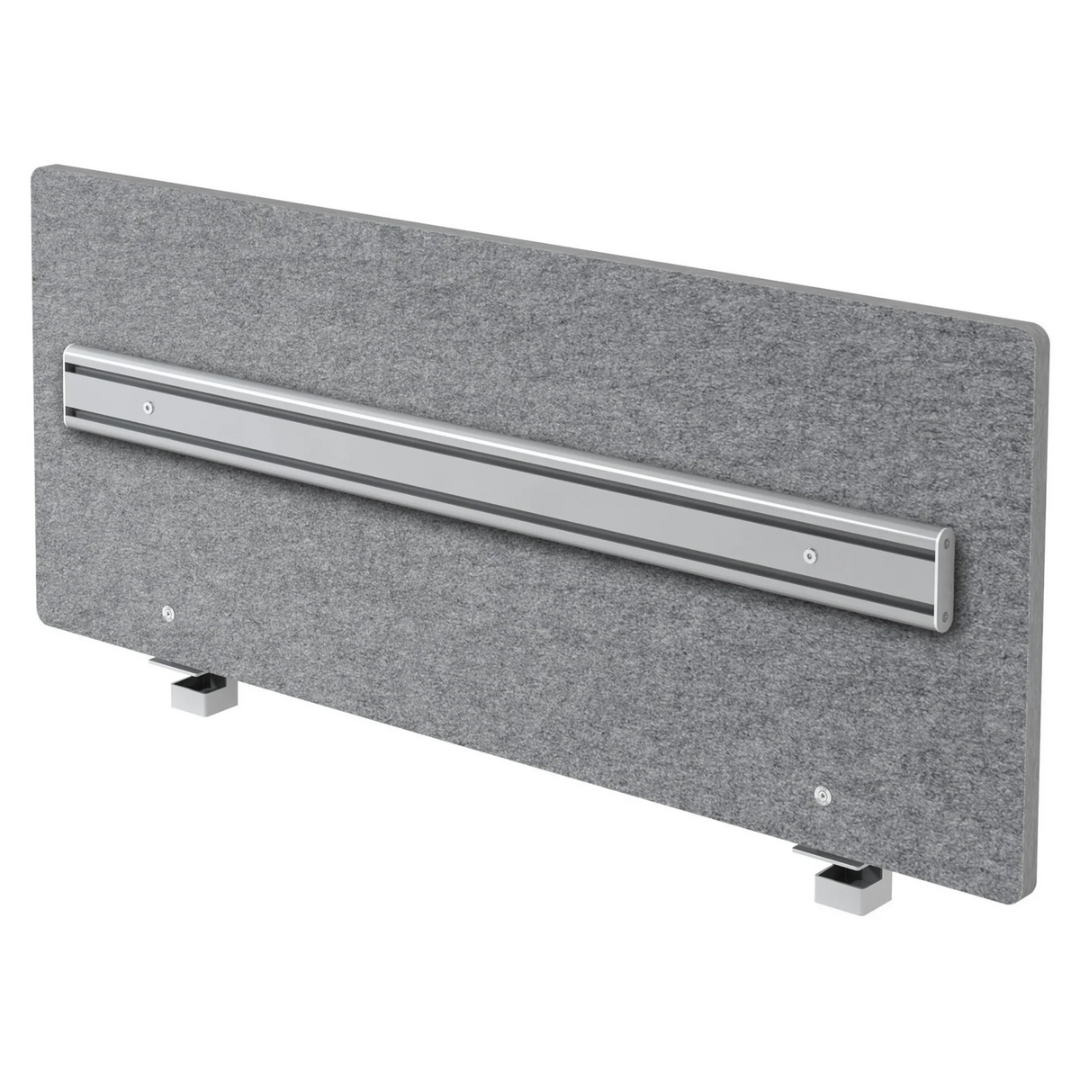 Parete divisoria acustica grigio mélange ARO con guida organizzativa argento e due supporti di hjh OFFICE PRO
