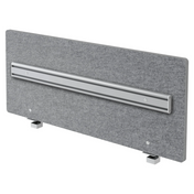 Parete divisoria acustica grigio mélange ARO con guida organizzativa argento e due supporti di hjh OFFICE PRO