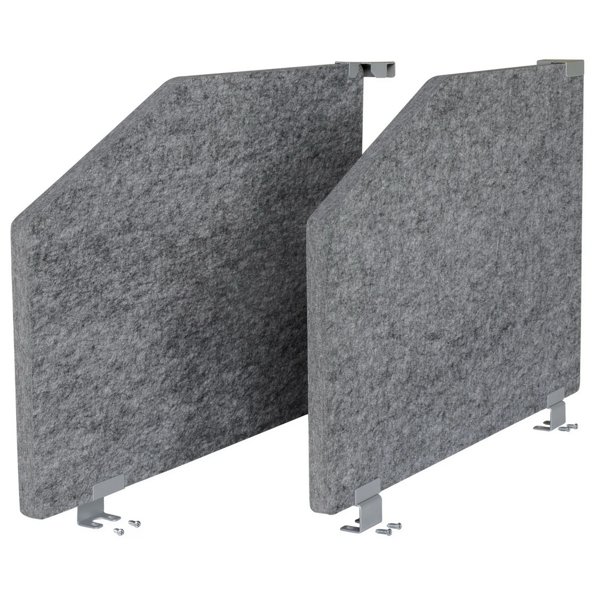 Parete laterale acustica ARS 2 in grigio mélange con due clip di fissaggio argentate di hjh OFFICE PRO