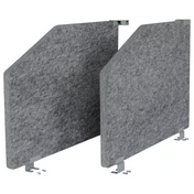 Parete laterale acustica ARS 2 in grigio mélange con due clip di fissaggio argentate di hjh OFFICE PRO