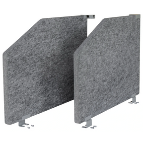 Parete laterale acustica ARS 2 in grigio mélange con due clip di fissaggio argentate di hjh OFFICE PRO