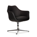 Poltrona Lounge ARTEMIA nera con rivestimento in pelle e base metallica a quattro razze di hjh OFFICE