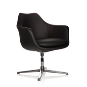 Poltrona Lounge ARTEMIA nera con rivestimento in pelle e base metallica a quattro razze di hjh OFFICE