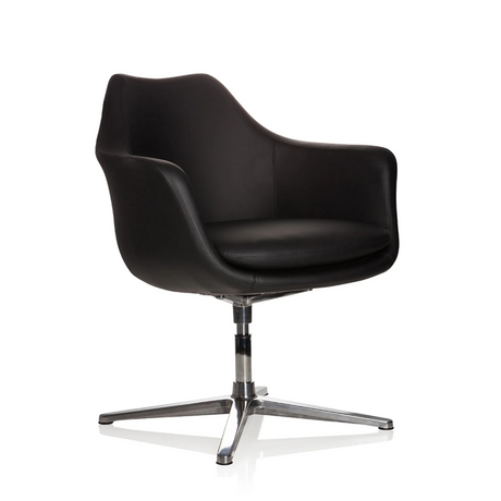 Poltrona Lounge ARTEMIA nera con rivestimento in pelle e base metallica a quattro razze di hjh OFFICE