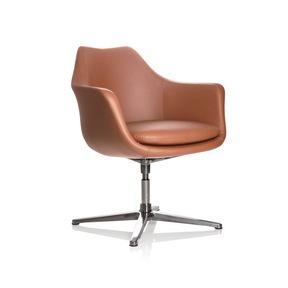 Poltrona lounge ARTEMIA con rivestimento in pelle marrone e base in metallo a quattro razze di hjh OFFICE