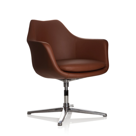Poltrona Lounge ARTEMIA marrone con base a stella in metallo lucido di hjh OFFICE