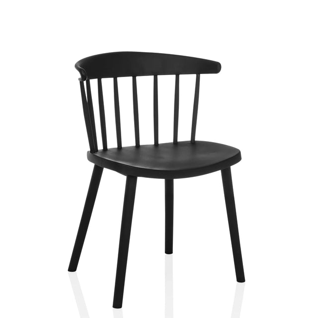 Sedia per sala da pranzo nera ARTIFO RIB con schienale a stecche verticali di hjh LIVING