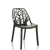 Sedia da esterno nera ARTIFO TRI con schienale traforato effetto rami di hjh OFFICE