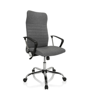 Sedia Home Office ARTON 40 con rivestimento in tessuto grigio e base cromata di hjh OFFICE