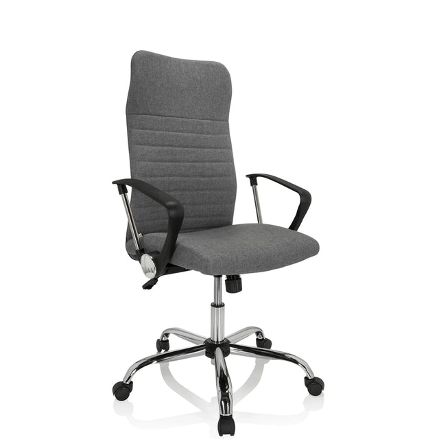Sedia Home Office ARTON 40 con rivestimento in tessuto grigio e base cromata di hjh OFFICE
