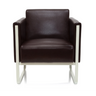 Poltrona imbottita marrone ARUBA con rivestimento in pelle e struttura in metallo bianco di hjh OFFICE
