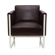 Poltrona imbottita marrone ARUBA con rivestimento in pelle e struttura in metallo bianco di hjh OFFICE
