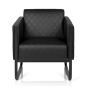 Poltrona imbottita nera ARUBA BLACK con trapuntatura a rombi e struttura a slitta di hjh OFFICE