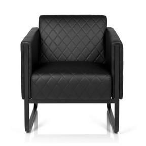 Poltrona imbottita nera ARUBA BLACK con trapuntatura a rombi e struttura a slitta di hjh OFFICE