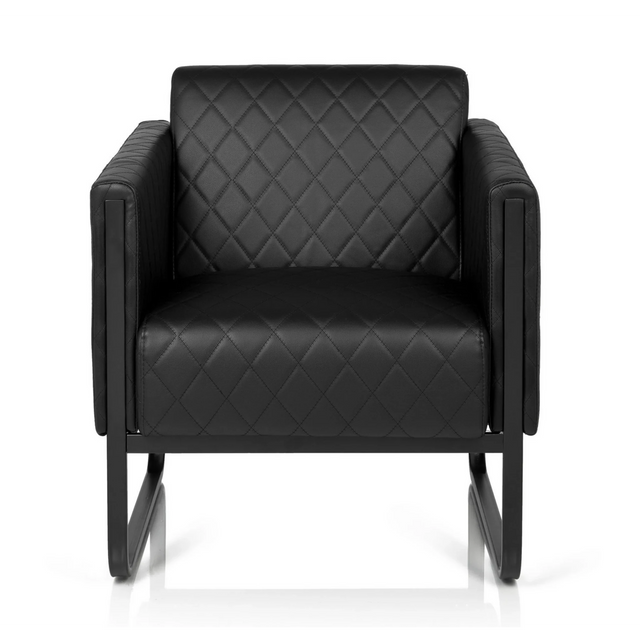 Poltrona imbottita nera ARUBA BLACK con trapuntatura a rombi e struttura a slitta di hjh OFFICE