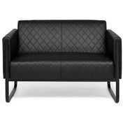 Sofà lounge nero ARUBA BLACK a due posti con trapuntatura a rombi e piedi a slitta di hjh OFFICE