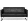 Sofà lounge ARUBA BLACK nero a tre posti con trapuntatura a rombi e struttura in metallo di hjh OFFICE