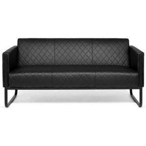 Sofà lounge ARUBA BLACK nero a tre posti con trapuntatura a rombi e struttura in metallo di hjh OFFICE