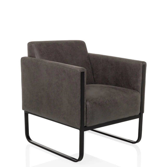 Poltrona Lounge Aruba Retro grigia con rivestimento grigio scuro e struttura a slitta nera di hjh OFFICE