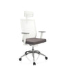 Sedia da ufficio professionale ASPEN WHITE PRO in grigio e bianco con schienale in rete e poggiatesta di hjh OFFICE