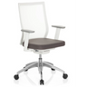 Sedia da ufficio professionale ASPEN WHITE in grigio e bianco con schienale in rete e base lucida di hjh OFFICE