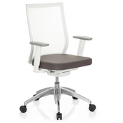 Sedia da ufficio professionale ASPEN WHITE in grigio e bianco con schienale in rete e base lucida di hjh OFFICE