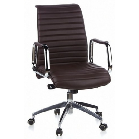 Brauner Profi-Chefsessel ASPERA 10 mit gestepptem Bezug und verchromten Armlehnen von hjh OFFICE
