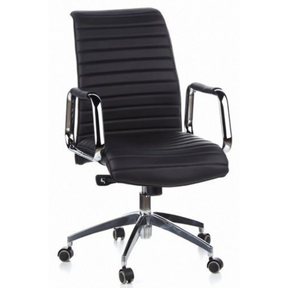 Schwarzer Profi-Chefsessel ASPERA 10 mit gerippter Polsterung und glänzenden Chrom-Armlehnen von hjh OFFICE