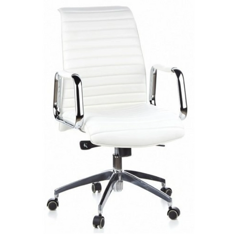 Poltrona professionale ASPERA 10 in bianco crema con imbottitura trapuntata e braccioli cromati di hjh OFFICE