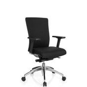 Sedia da ufficio professionale ASTRA BASE con rivestimento in tessuto nero e base lucida di hjh OFFICE
