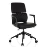 Sedia da ufficio professionale ATMOS DESIGNER nera con rivestimento in pelle, braccioli e cinque ruote di hjh OFFICE