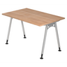 Scrivania regolabile in altezza ATOS 12 S in aspetto noce con gambe argentate di hjh OFFICE PRO