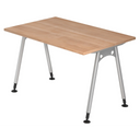 Scrivania regolabile in altezza ATOS 12 S in aspetto noce con gambe argentate di hjh OFFICE PRO