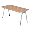 Scrivania regolabile in altezza ATOS 16 S in look noce con gambe argentate di hjh OFFICE PRO