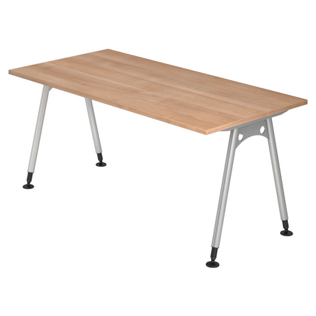 Scrivania regolabile in altezza ATOS 16 S in look noce con gambe argentate di hjh OFFICE PRO