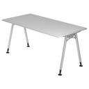Scrivania grigia ATOS 16 S con struttura argentata e quattro gambe di hjh OFFICE PRO