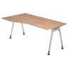 Scrivania ATOS 18 S con piano in legno di noce e gambe in metallo argentato di hjh OFFICE PRO