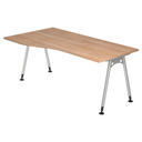 Scrivania ATOS 18 S con piano in legno di noce e gambe in metallo argentato di hjh OFFICE PRO