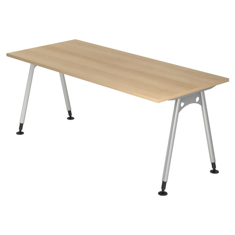 Scrivania ATOS 19 S effetto rovere con gambe in metallo argentato di hjh OFFICE PRO