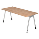 Scrivania regolabile in altezza ATOS 19 S in effetto noce con gambe argentate di hjh OFFICE PRO