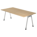 Scrivania regolabile in altezza ATOS 2E S in effetto rovere con gambe argentate di hjh OFFICE PRO