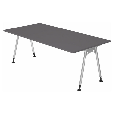Scrivania regolabile in altezza ATOS 2E S in grafite con gambe argentate di hjh OFFICE PRO